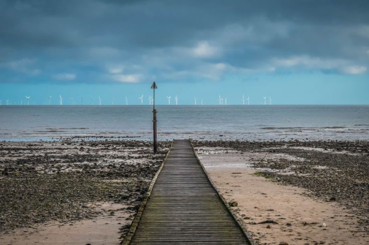 Image of wind farm at sea.